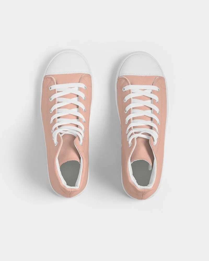 Pale Pastel Red Men's High-top Canvas Sneakers | Men's | Bright Pale Pastel Red | C0M30Y30K0