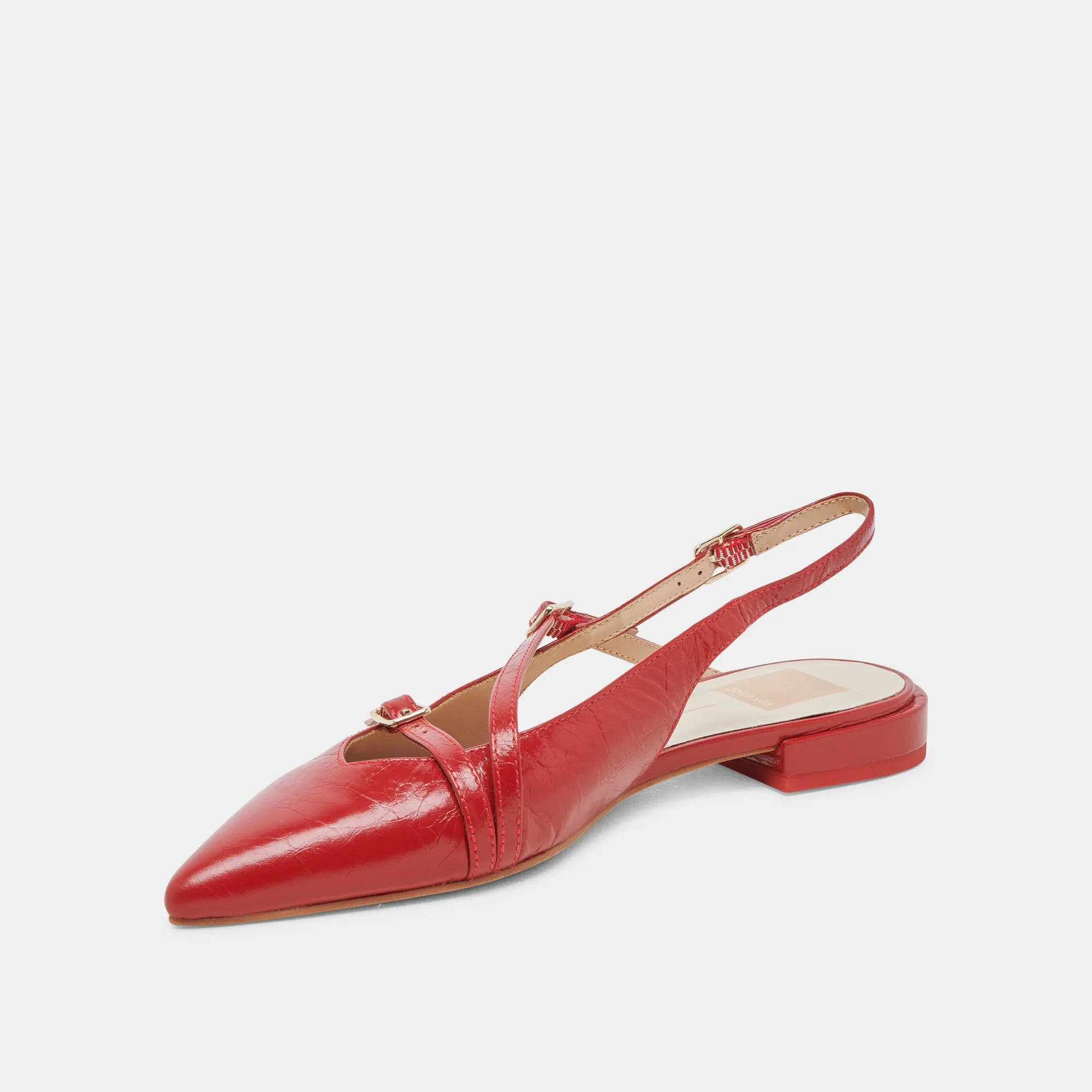 PAMLA WIDE FLATS RED CRINKLE PATENT