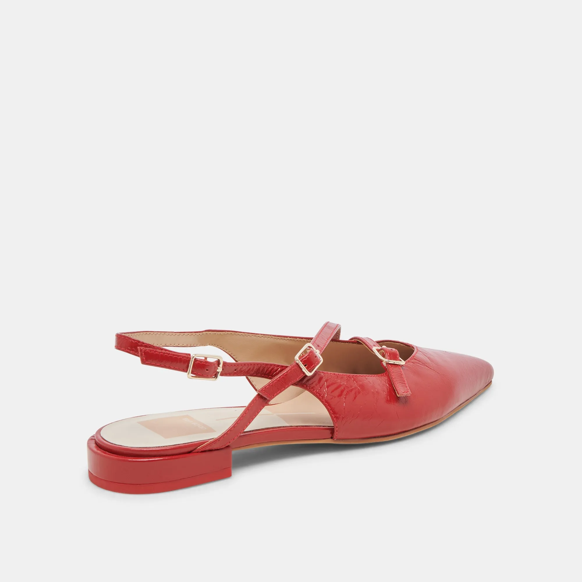 PAMLA WIDE FLATS RED CRINKLE PATENT