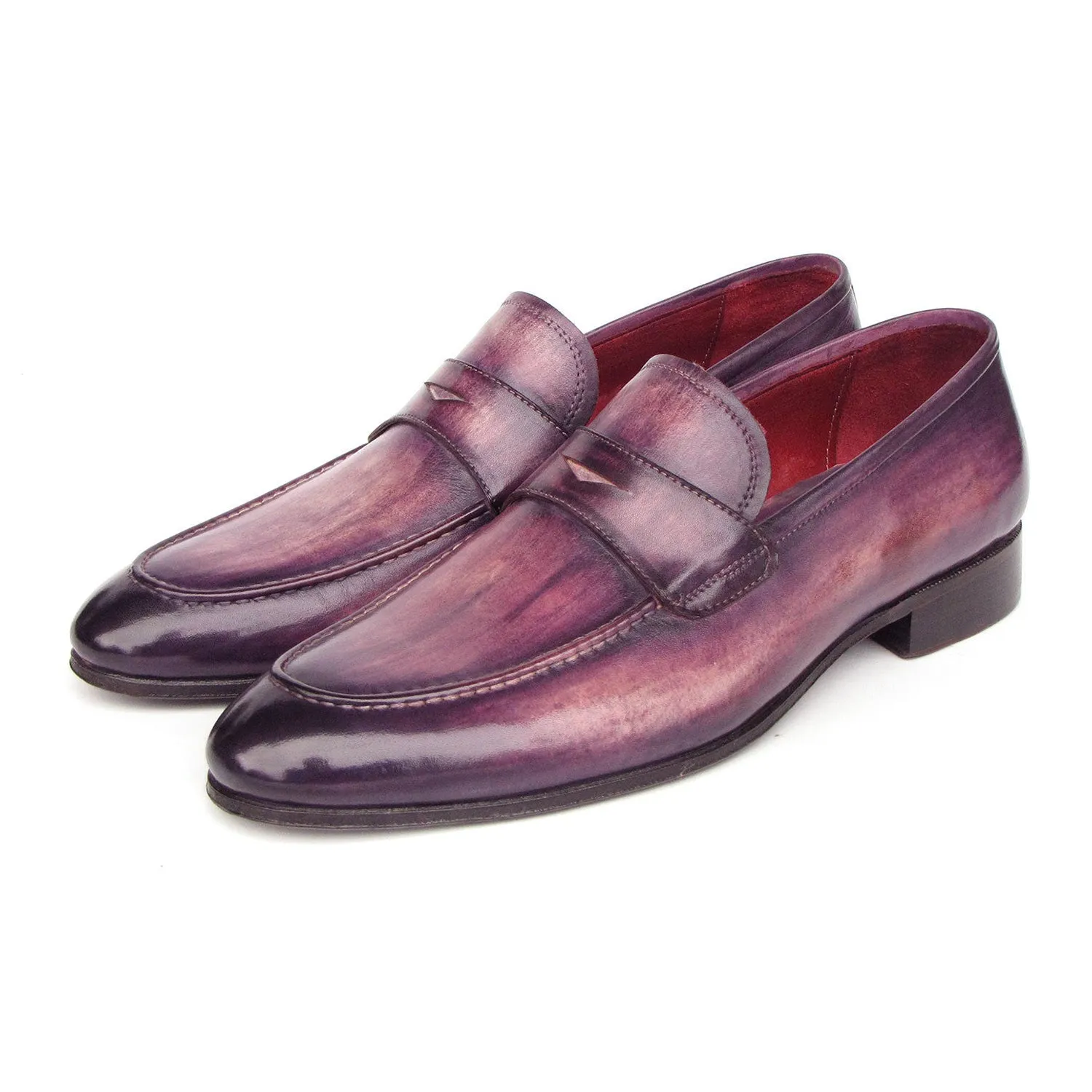 Paul Parkman 17PRP33 Men's Shoes Purple Patina Leather Penny Loafers (PM6419)