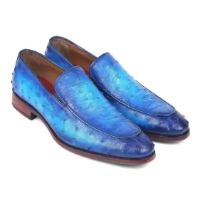 Paul Parkman Men's Ocean Blue Genuine Ostrich Loafers 73954-BLU (PM6150)