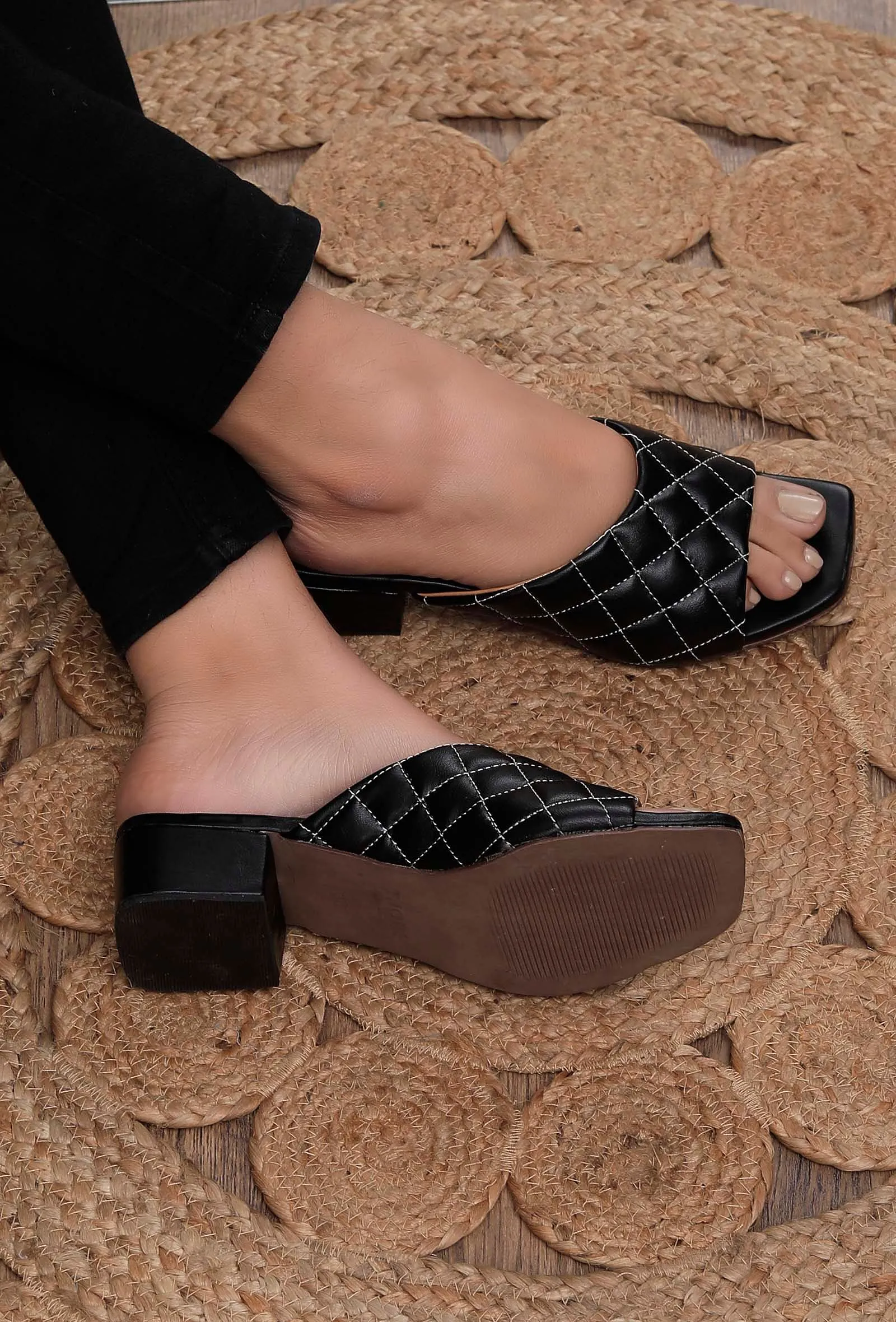 Pebble Black Cruelty Free Leather Heels