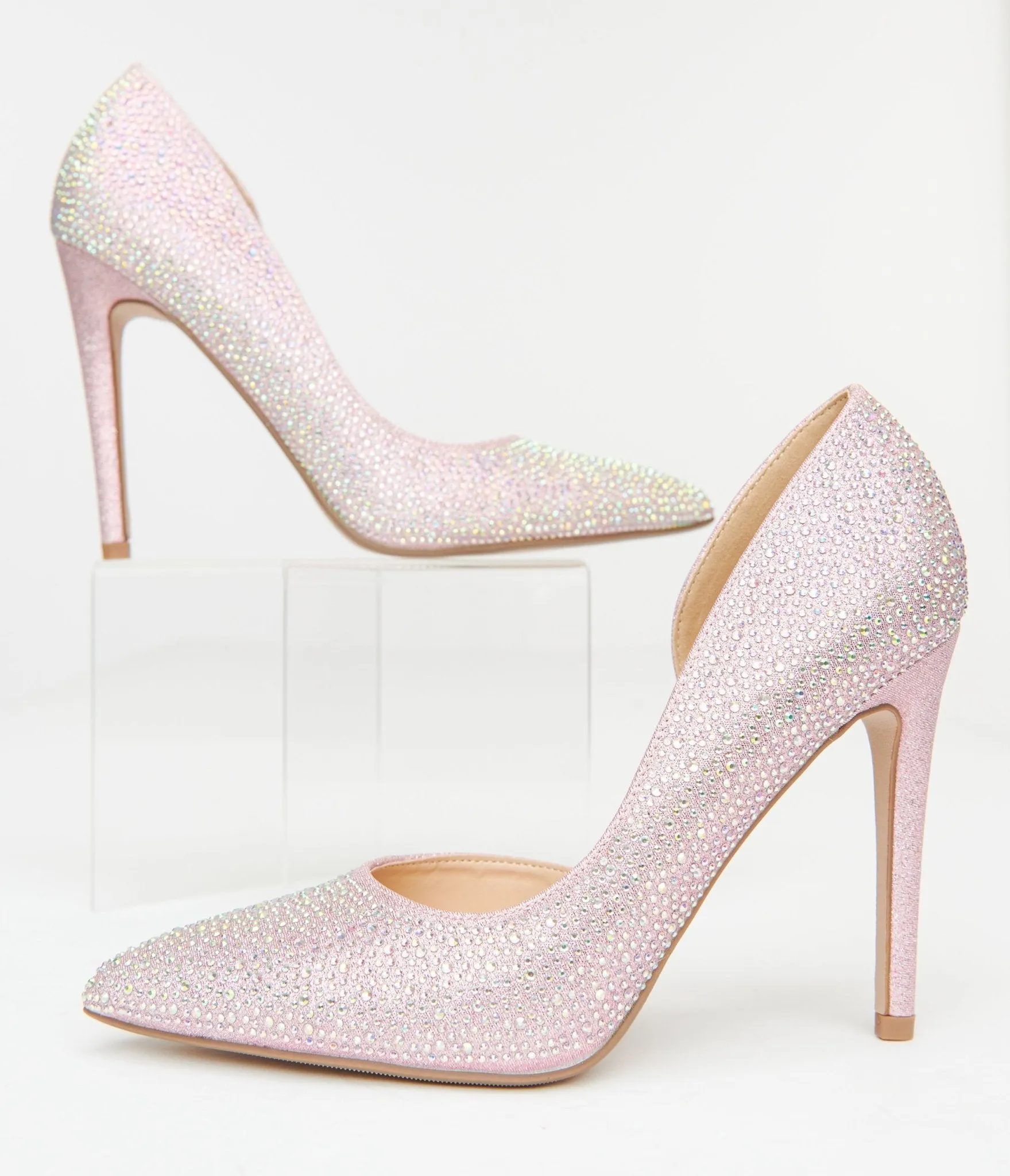 Pink Rhinestone Stiletto Pumps