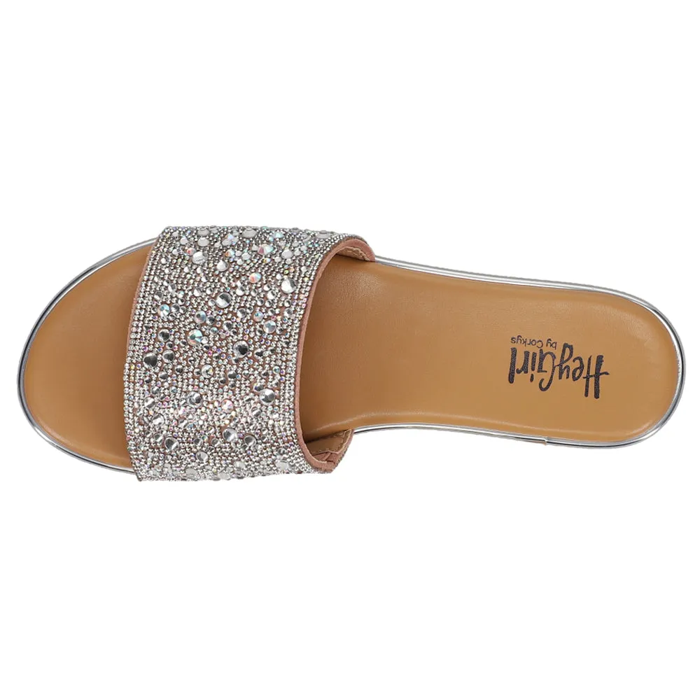 Pizzazz Rhinestone Flat Slide Sandals