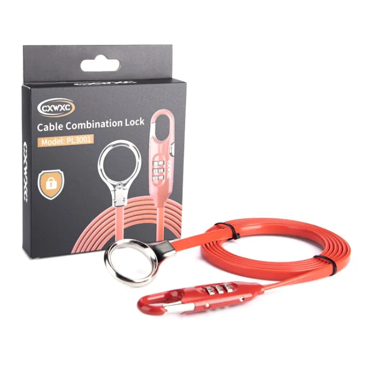 PL3001 Bicycle Mountain Bike Portable Anti-theft Password Cable Lock(Red)