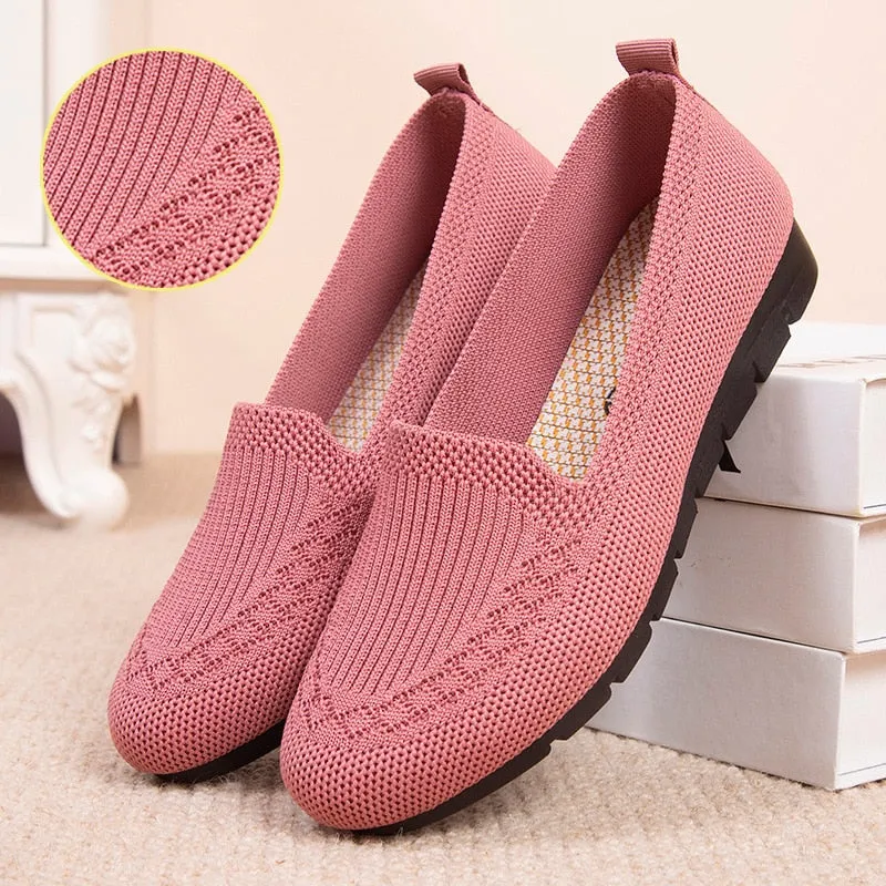 Purpdrank - New Mesh Breathable Sneakers Women Breathable Light Slip on Flat Casual Shoes Ladies Loafers Socks Shoes Women Zapatillas Mujer