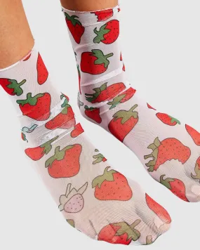 Retro Strawberry Sheer Socks