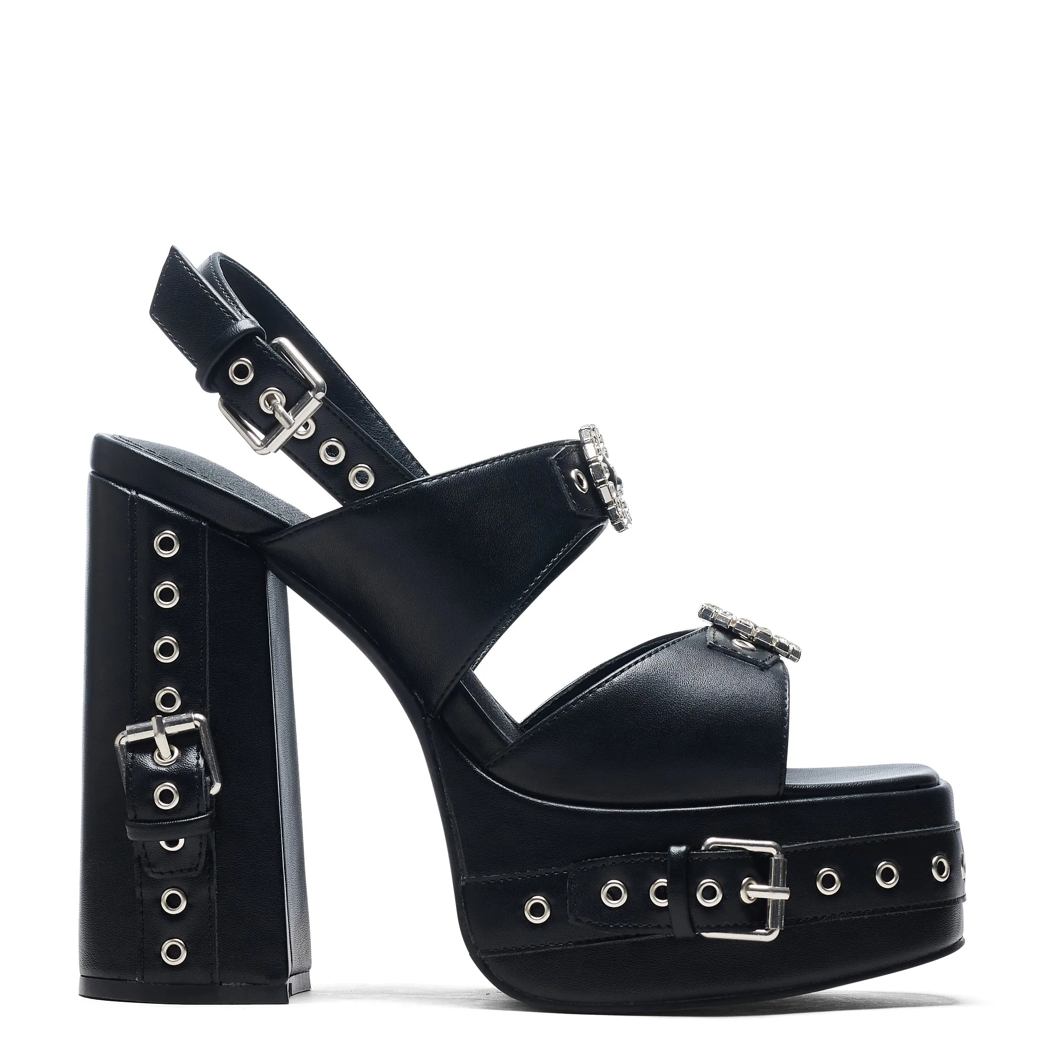 Rotten Minds Buckle Platform Heels - Black