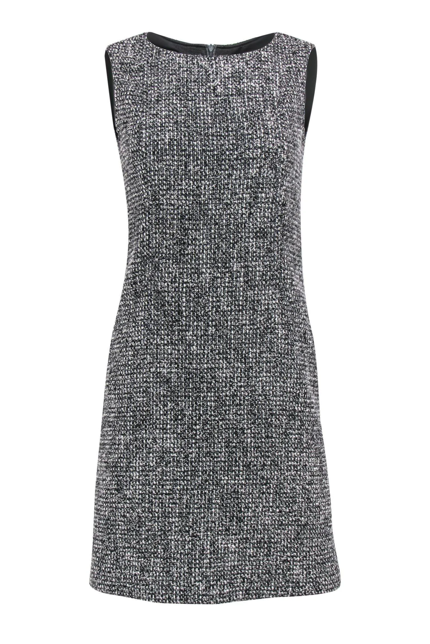 'S Max Mara - Dark Grey Tweed Sleeveless Shift Dress Sz 2