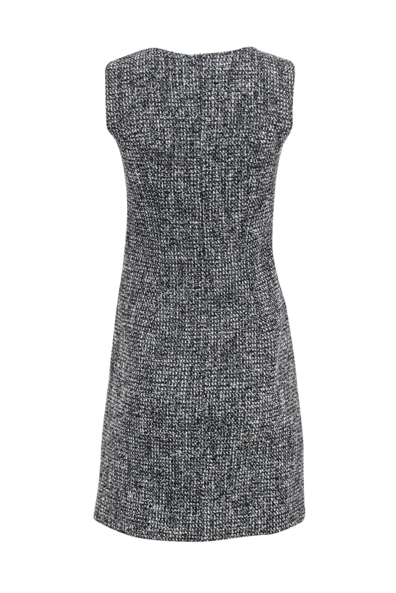 'S Max Mara - Dark Grey Tweed Sleeveless Shift Dress Sz 2