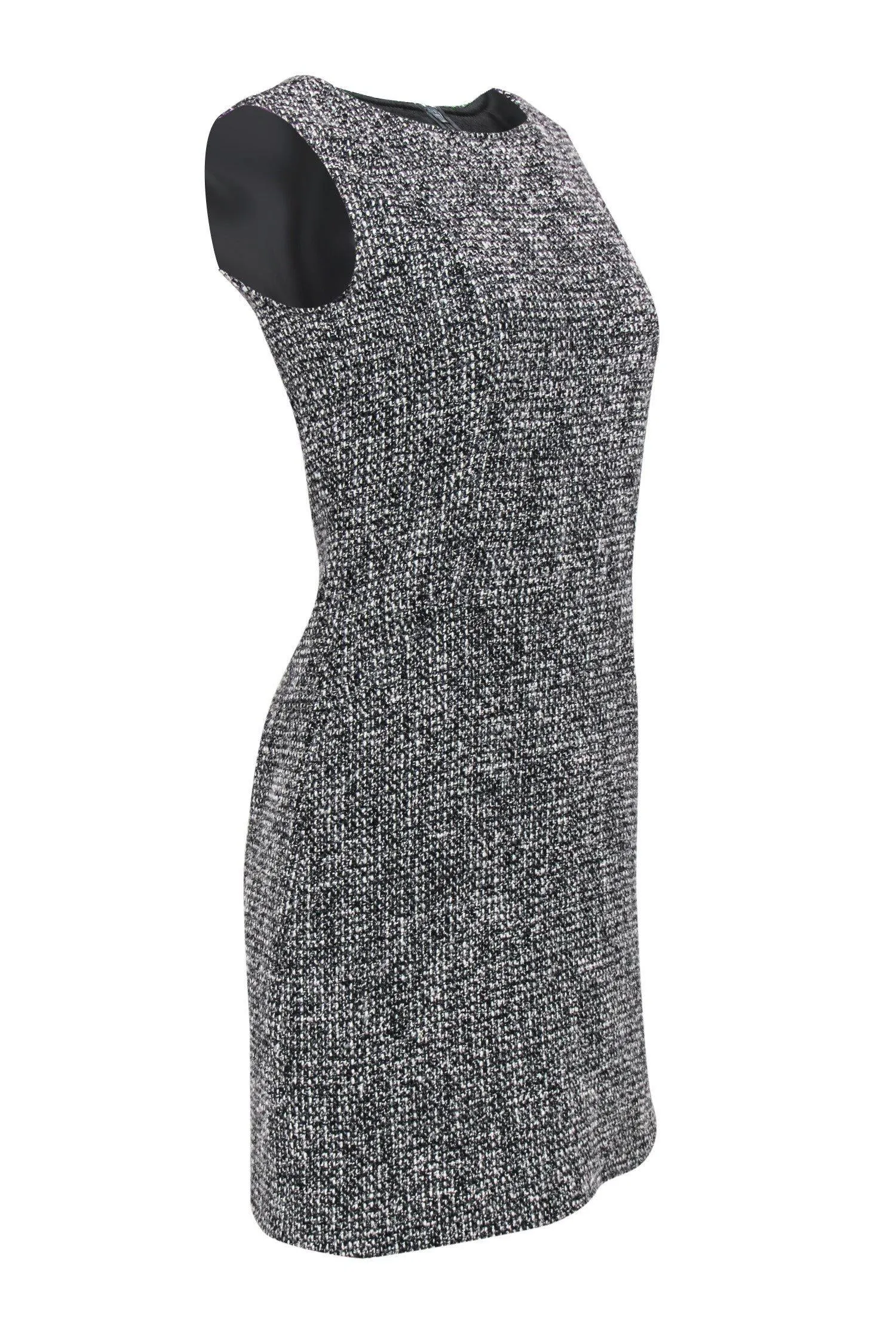 'S Max Mara - Dark Grey Tweed Sleeveless Shift Dress Sz 2