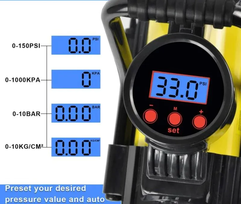 SBRPro™ Powerful Air Compressor: Portable, 150PSI, 120W Digital Tire Inflator