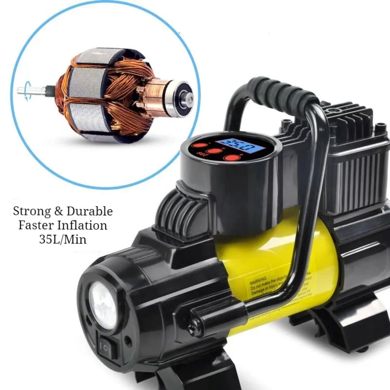 SBRPro™ Powerful Air Compressor: Portable, 150PSI, 120W Digital Tire Inflator