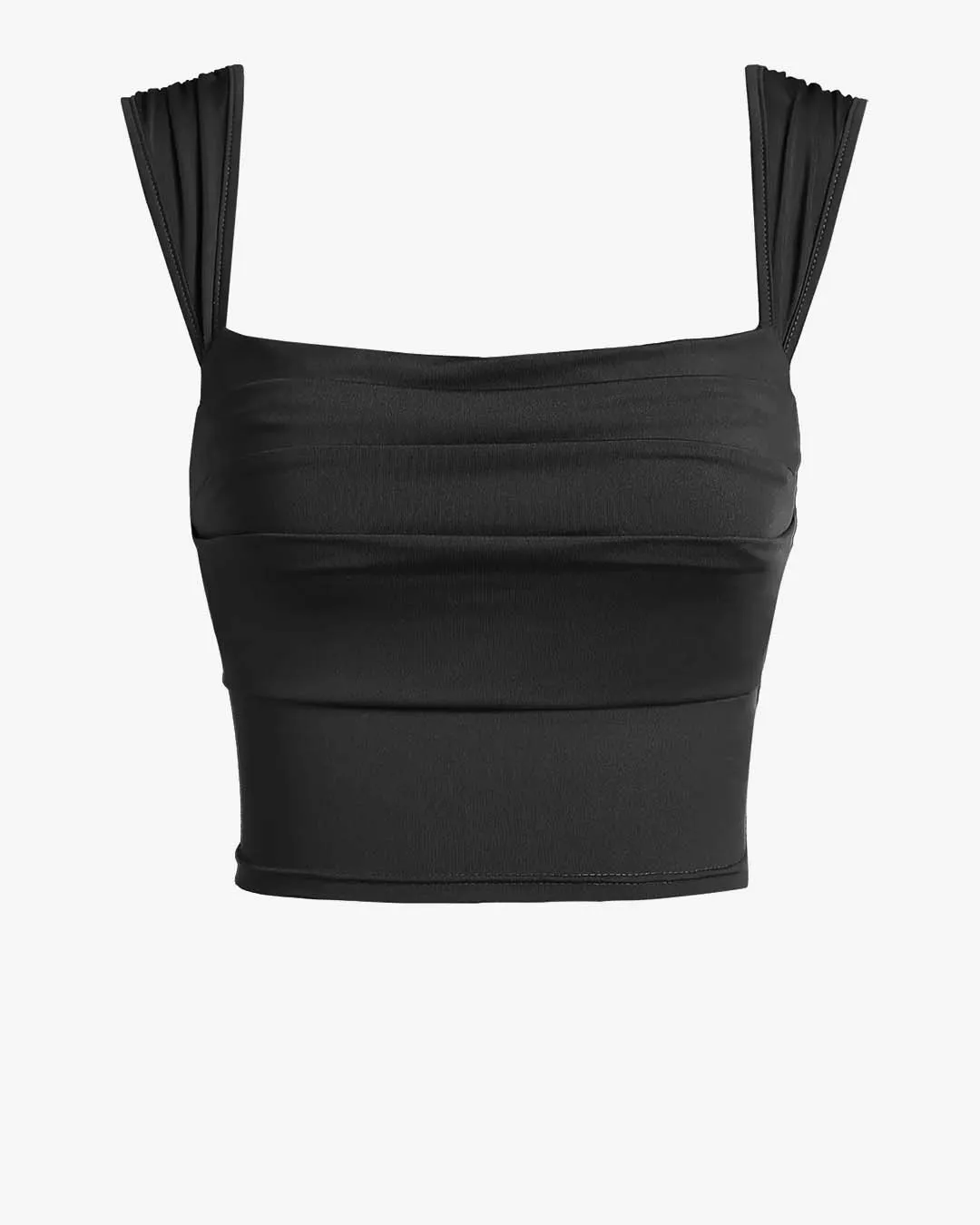 Set Of Two: Crop Top With High Waisted Side Split Skirt In Black