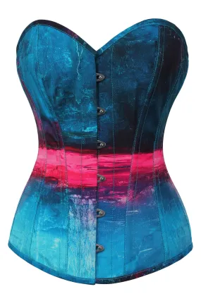 Stormy Night Blue and Pink Overbust Corset