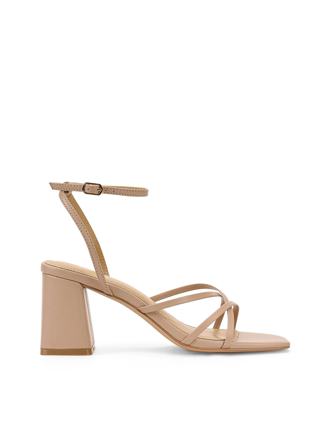 Straus Block Heel Sandals - Seashell Leather