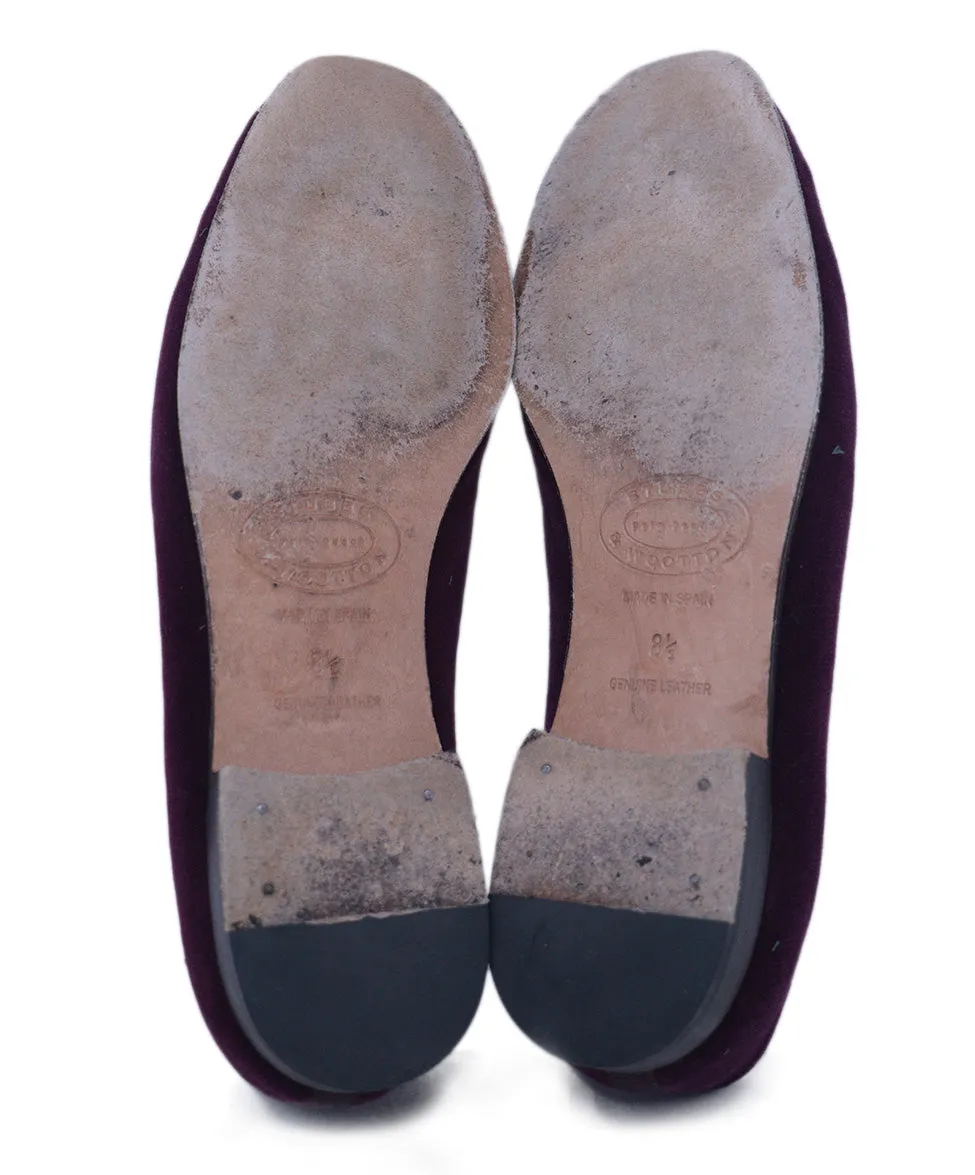 Stubbs & Wootton Burgundy Velour Flats sz 8.5