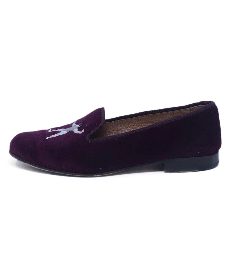 Stubbs & Wootton Burgundy Velour Flats sz 8.5