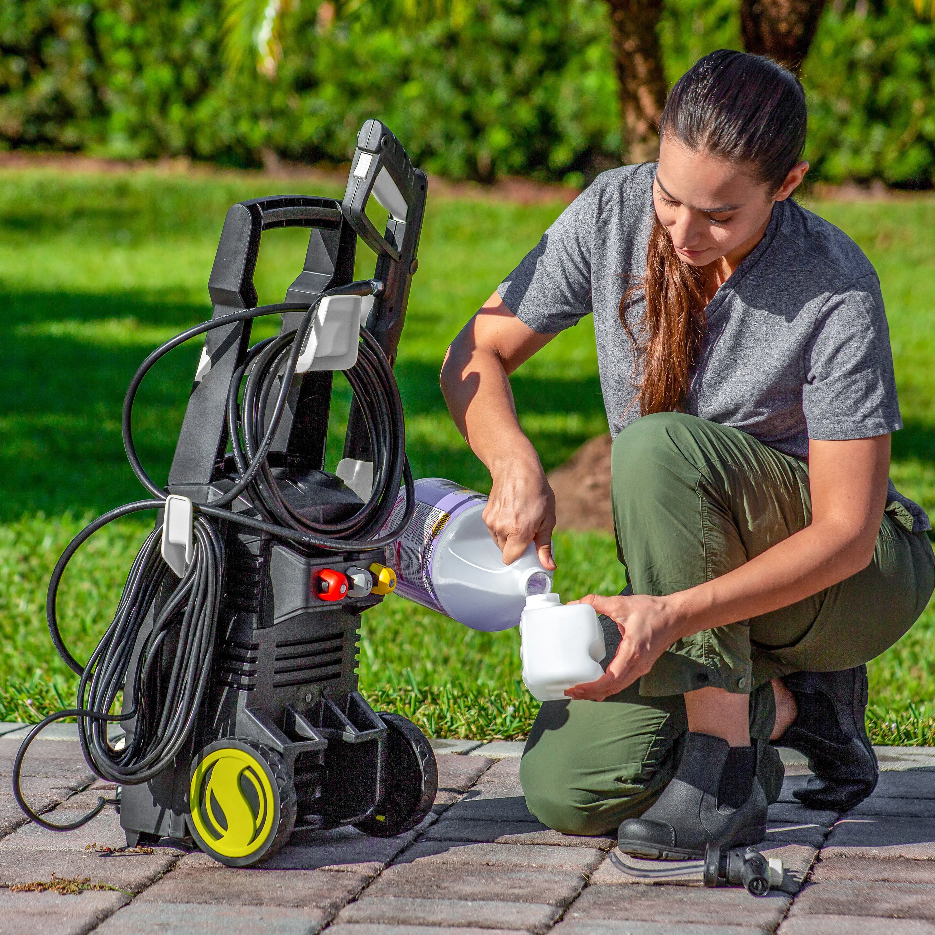 Sun Joe SPX2599-MAX Certified Rated 2050 PSI Electric Pressure Washer | 1.1 GPM Rated Flow | Turbo Nozzle & Utility Brush | Onboard Foam Cannon