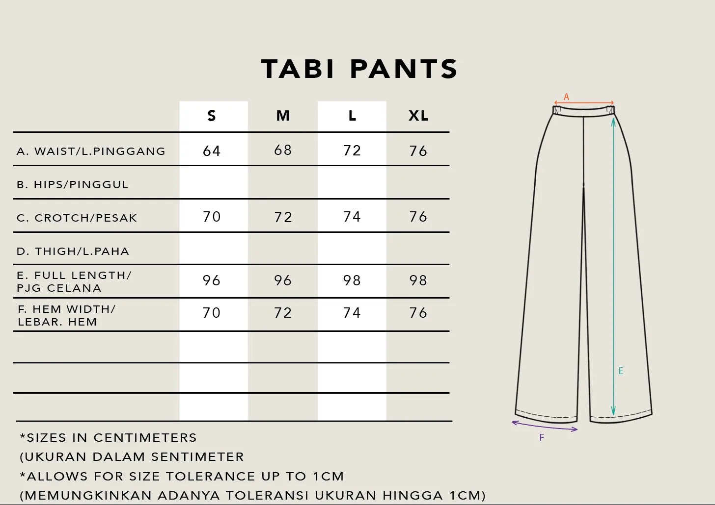 TABI PANTS PLAIN LIGHT TERRA