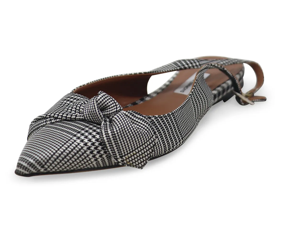 Tabitha Simmons B&W Plaid Satin Flats sz 6.5