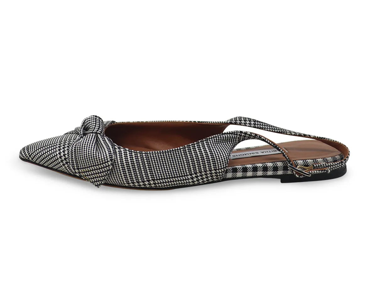 Tabitha Simmons B&W Plaid Satin Flats sz 6.5