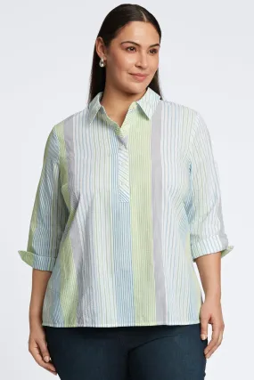 Therese Plus Seersucker Stripe Popover Shirt