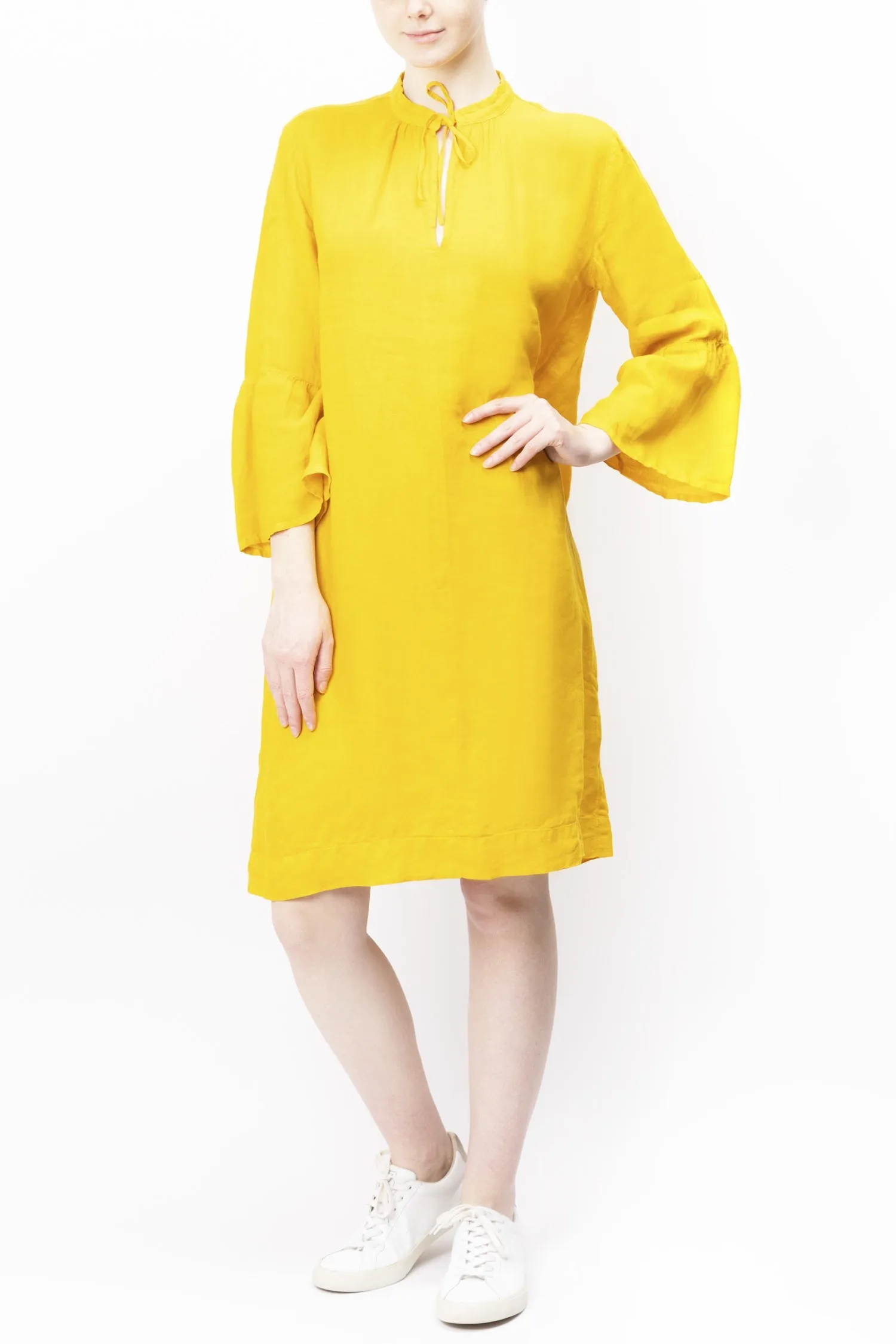 Tie Neck Linen Dress