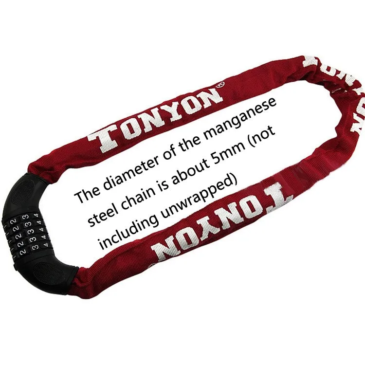 TONYON BG-TY-732 Bicycle Wire Lock Universal Password Chain Lock Motorcycle Electric Car Anti-Theft Lock(Red)