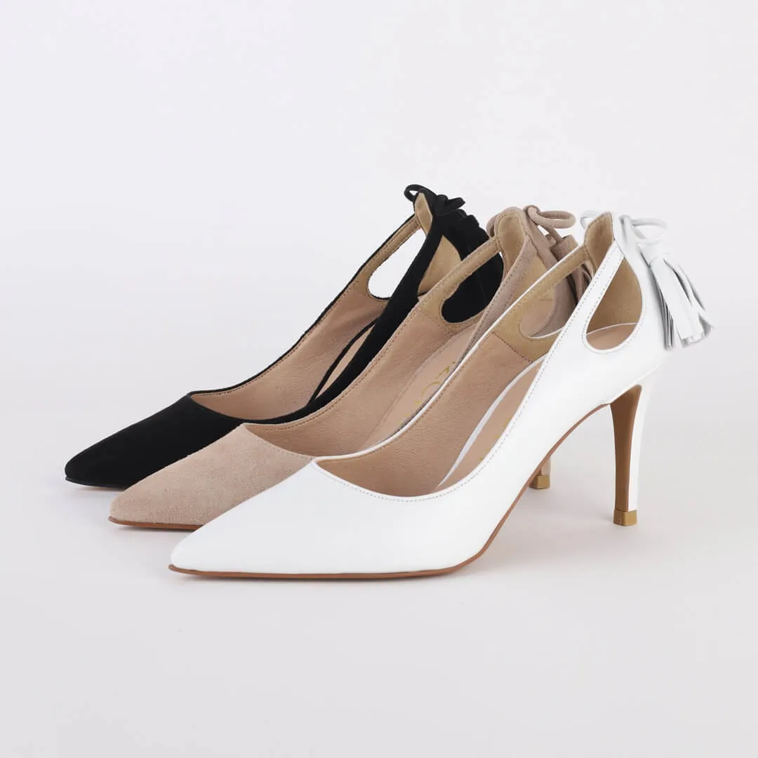 *UK size 3 - TISSLE TASSEL - beige, 8cm heels