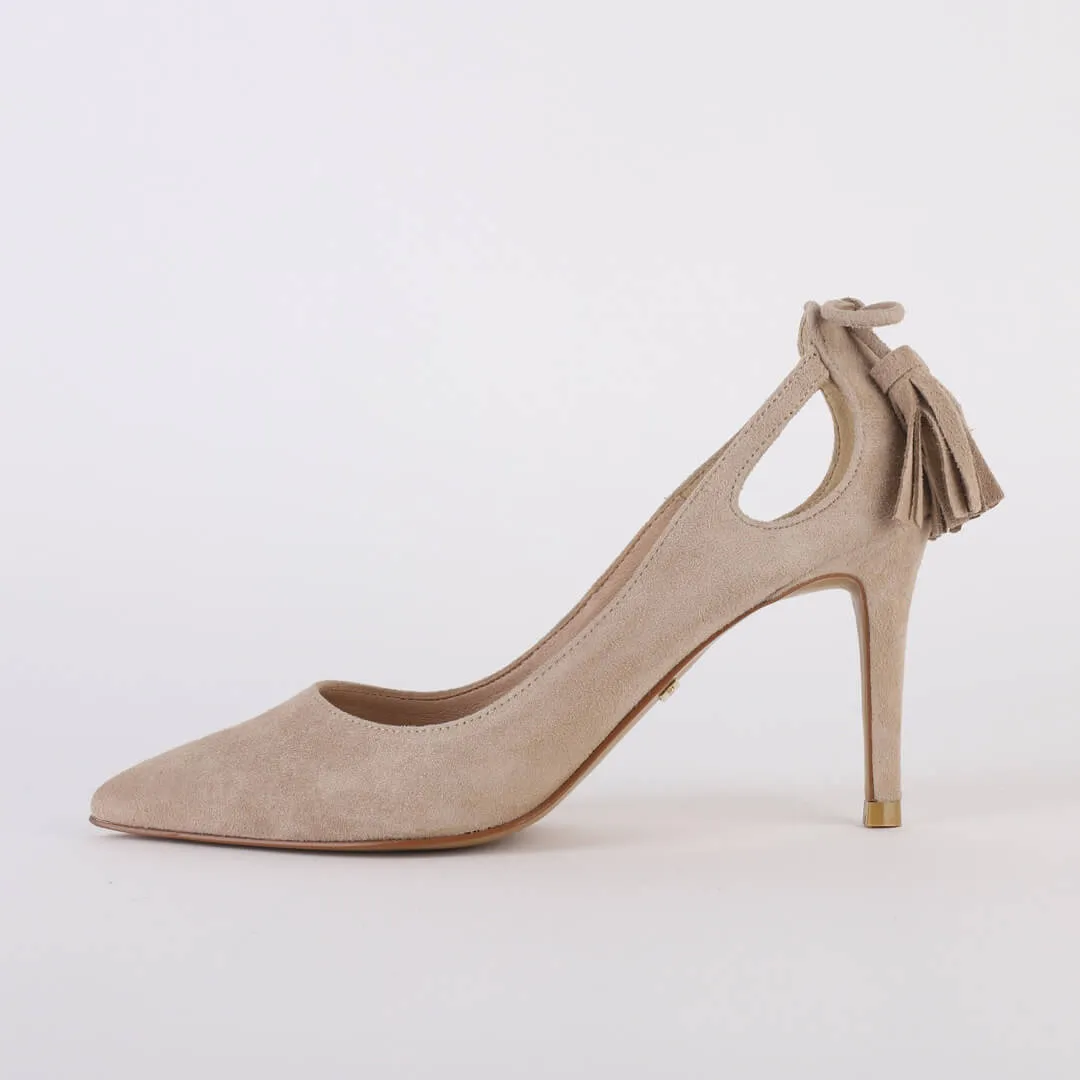 *UK size 3 - TISSLE TASSEL - beige, 8cm heels