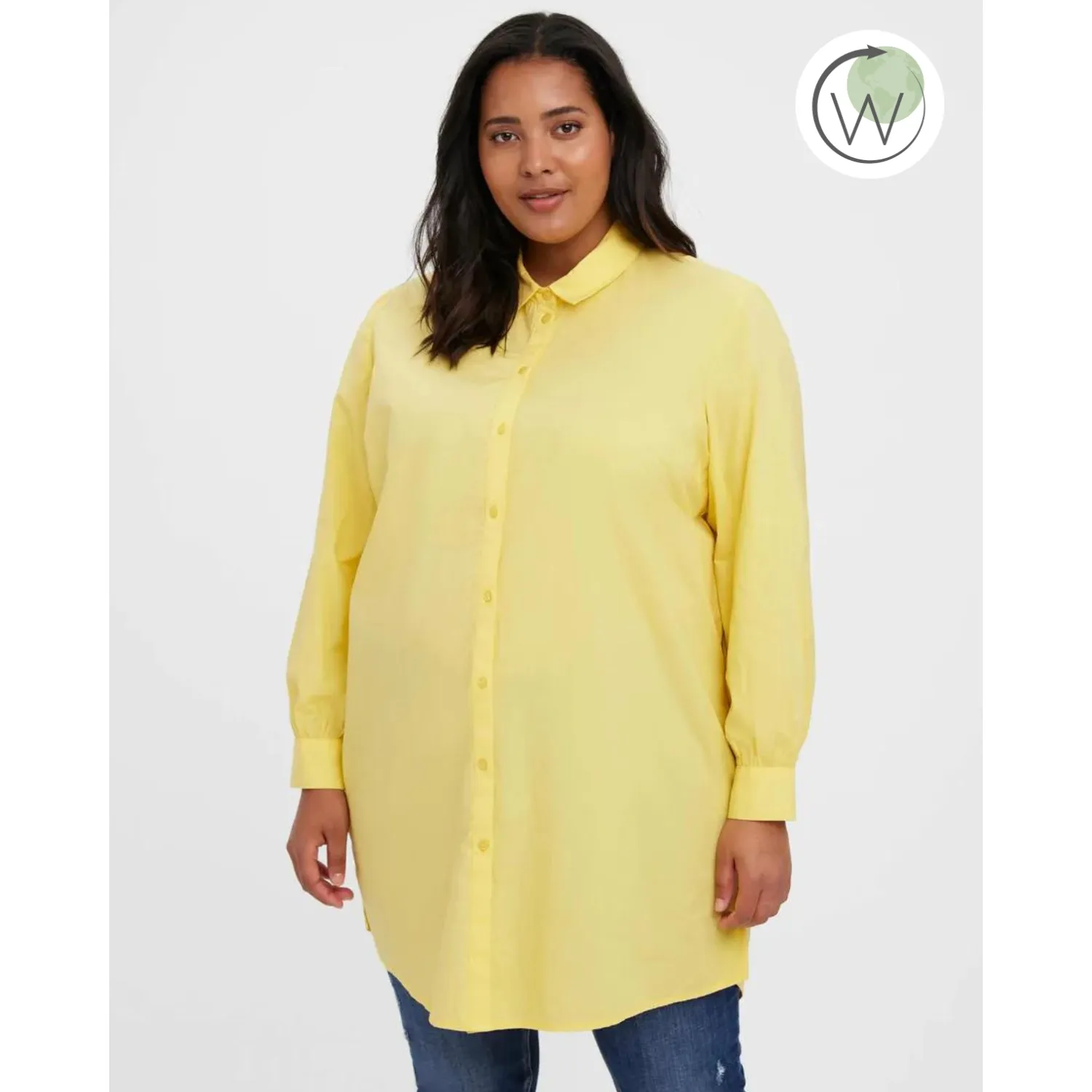 Vero Moda Curve Longline Shirt in Yellow