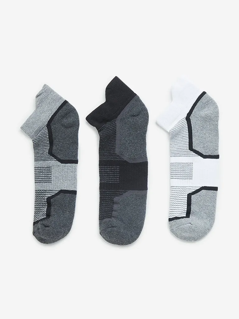 WES Lounge Grey Stripe Printed Socks - Pack of 3