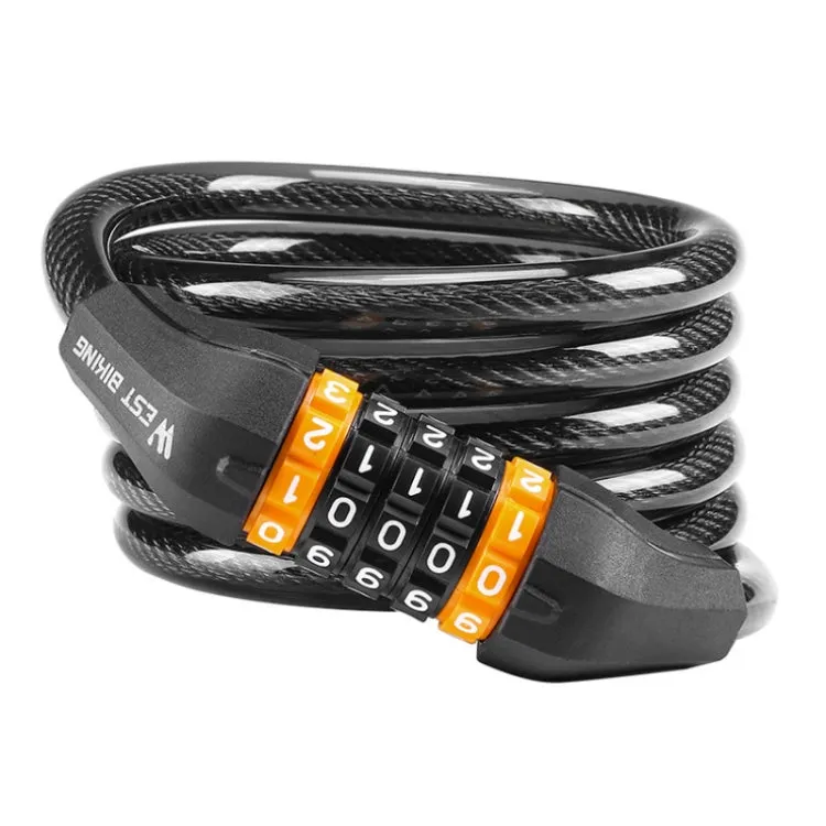 WEST BIKING Bicycle Anti-Theft Cable Combination Lock, Length: 2M With Buckle Rope