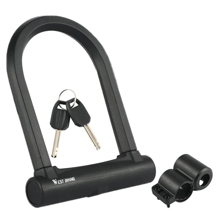 WEST BIKING Extra Large U-Shaped Bicycle Key Anti-Theft Lock(Black)