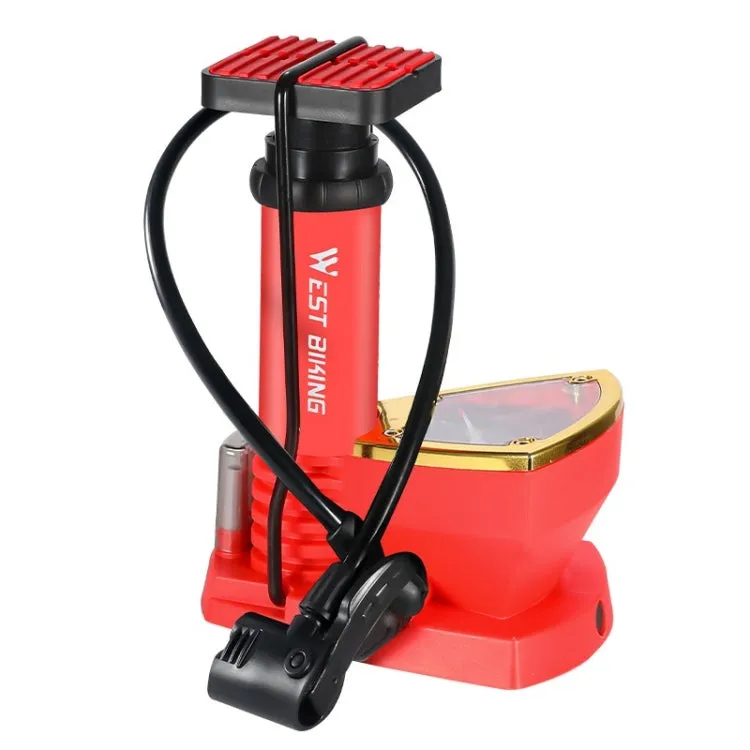 WEST BIKING Portable Mountain Bike Foot Pump With Barometer(118 Red)