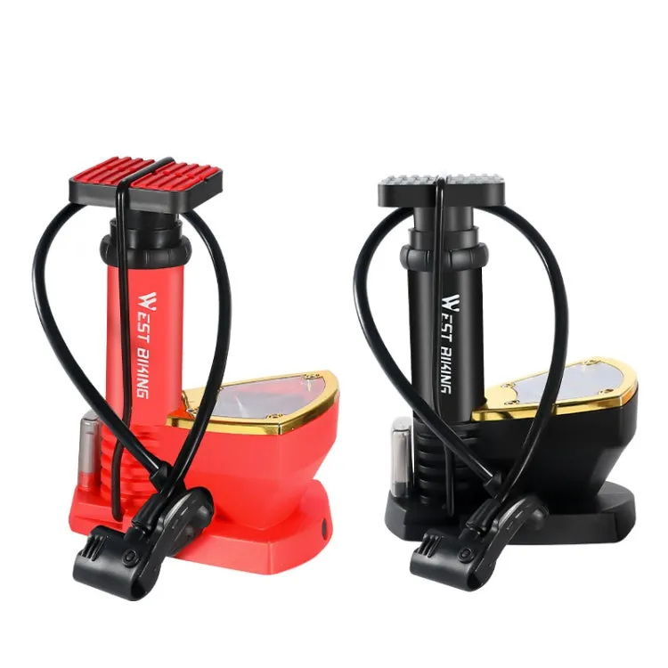 WEST BIKING Portable Mountain Bike Foot Pump With Barometer(118 Red)