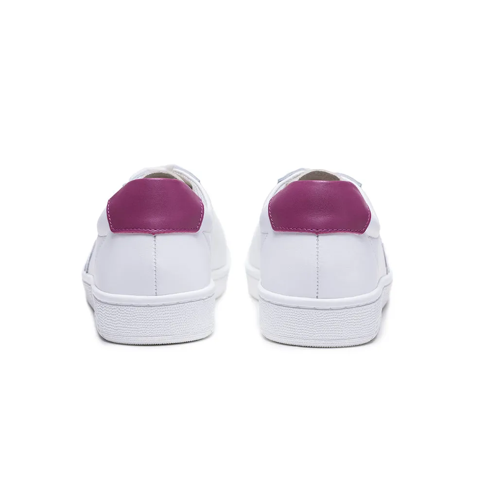 Women's Honor White purple Logo Leather Sneakers 98021-001