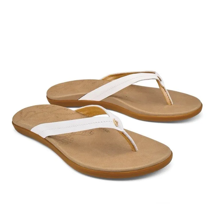 Women's Honu Flip Flop Sandal-Bright White/Golden Sand