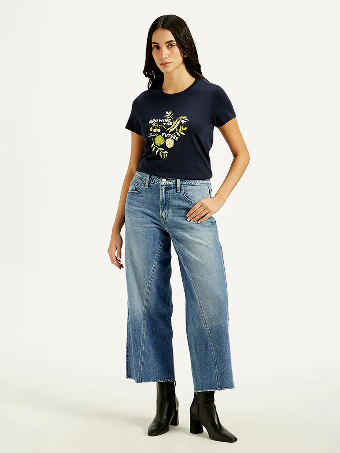 Women's Mid Rise Straight Fit Blue Jeans