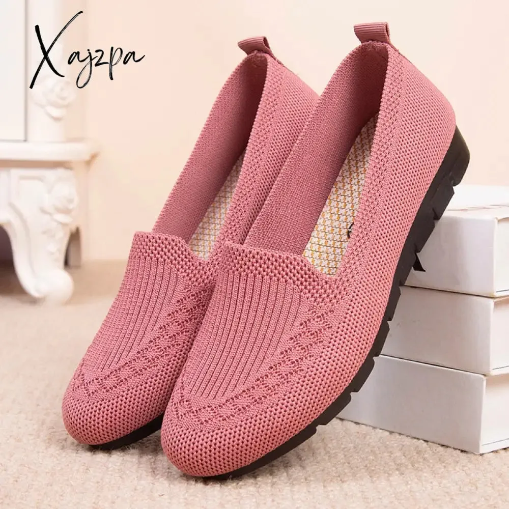 Xajzpa - Casual Shoes Women&#39;s Summer Mesh Breathable Flat Shoes Ladies Comfort Light Sneaker Socks Women Slip on Loafers Zapatillas Muje