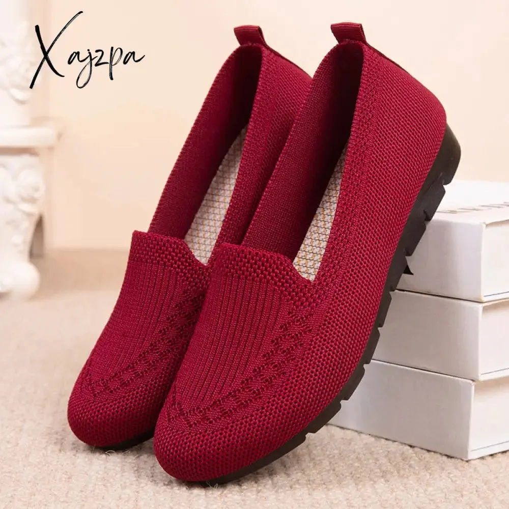 Xajzpa - Casual Shoes Women&#39;s Summer Mesh Breathable Flat Shoes Ladies Comfort Light Sneaker Socks Women Slip on Loafers Zapatillas Muje