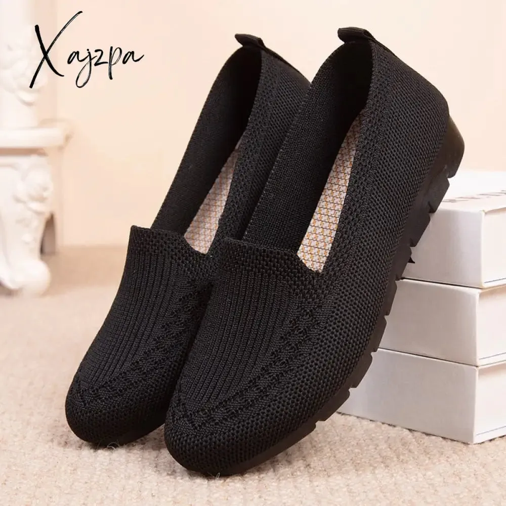 Xajzpa - Casual Shoes Women&#39;s Summer Mesh Breathable Flat Shoes Ladies Comfort Light Sneaker Socks Women Slip on Loafers Zapatillas Muje