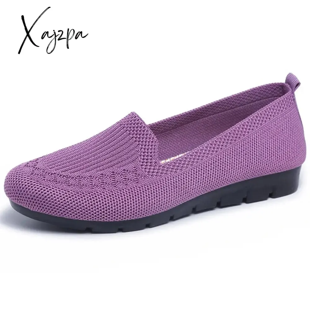 Xajzpa - Casual Shoes Women&#39;s Summer Mesh Breathable Flat Shoes Ladies Comfort Light Sneaker Socks Women Slip on Loafers Zapatillas Muje