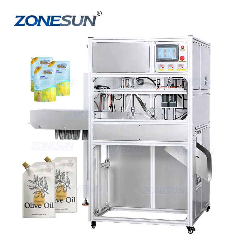 ZONESUN ZS-ASP2 Automatic Spout Pouch Yogurt Piston Pump Beverage Liquid Liquid Filling Capping Machine For Juice